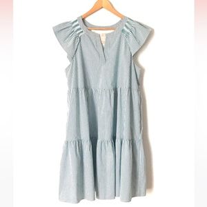 Gal Meets Glam Teal Striped Dress- sz8 EUC